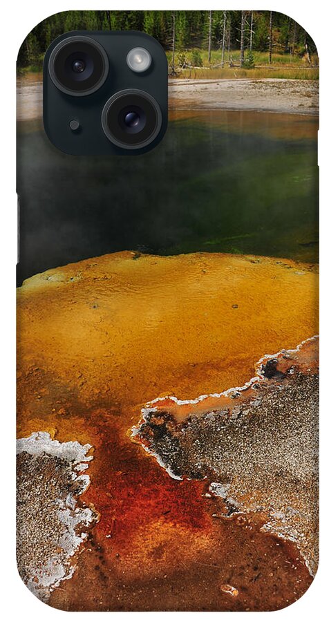 Grand Prismatic Spring Midway Yellowstone National Park Wyoming Mountain Landscape Posters iPhone Case featuring the photograph Pool of Color by Harry Spitz