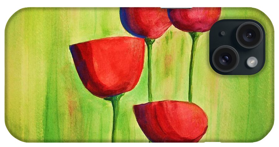 Flowers iPhone Case featuring the painting Poppies 4 by Julie Lueders 
