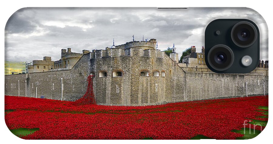 Tower Of London iPhone Case featuring the digital art Poppies At The Tower Of London by Airpower Art