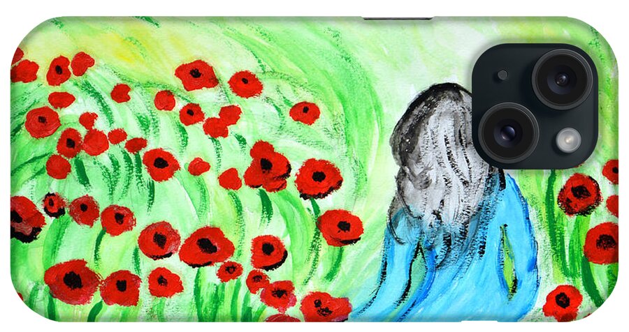 Poppies iPhone Case featuring the painting Poppies Field Illusion by Ramona Matei