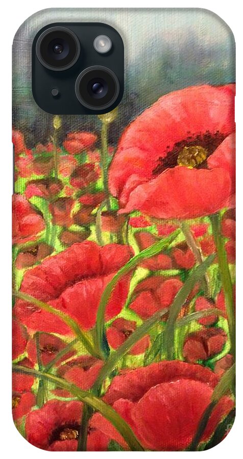 Poppies iPhone Case featuring the painting Poppy 2 by M J Venrick