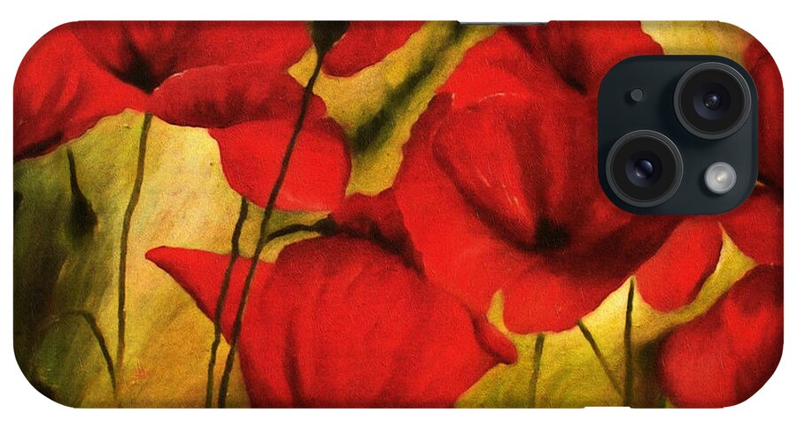 Poppy Art iPhone Case featuring the painting Poppy Flowers At Dusk by Georgiana Romanovna