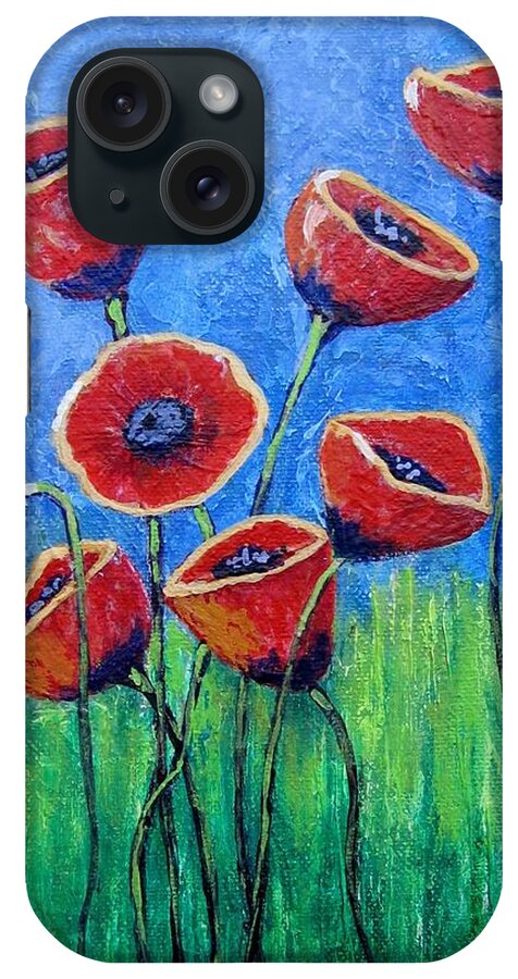 Poppy iPhone Case featuring the painting Poppy Party by Suzanne Theis