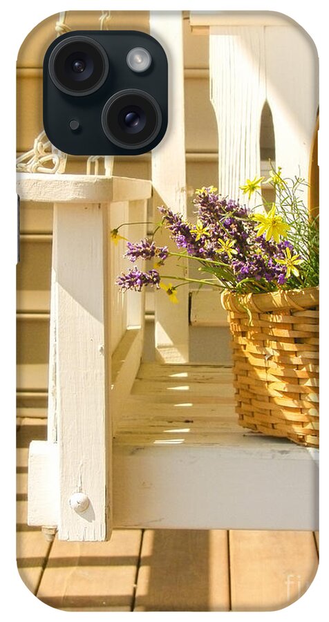 Porch Swing iPhone Case featuring the photograph Porch Swing with Flowers by Diane Diederich
