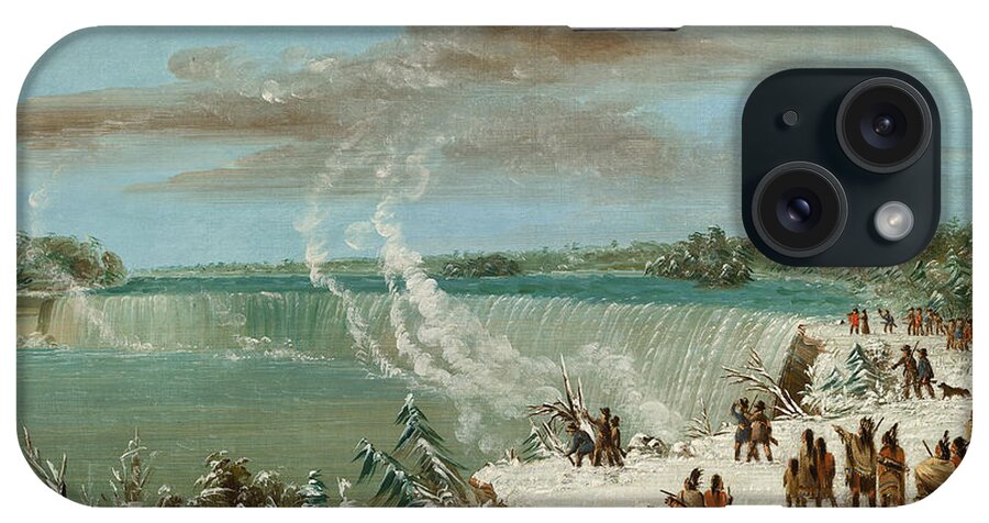 Portage Around The Falls Of Niagara At Table Rock iPhone Case featuring the painting Portage Around the Falls of Niagara at Table Rock by George Catlin