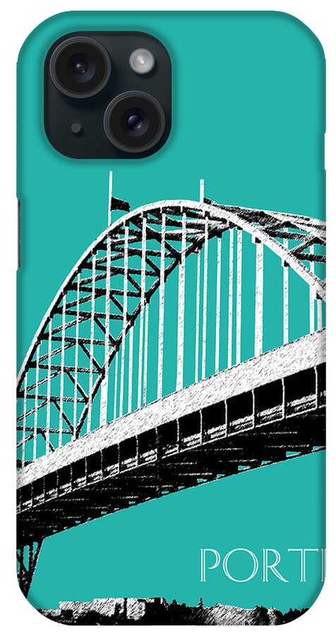Architecture iPhone Case featuring the digital art Portland Bridge - Teal by DB Artist