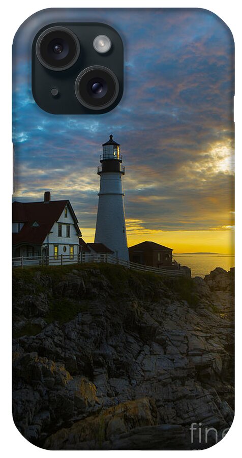 Lighthouse iPhone Case featuring the photograph Portland Head Light at Dawn by Diane Diederich