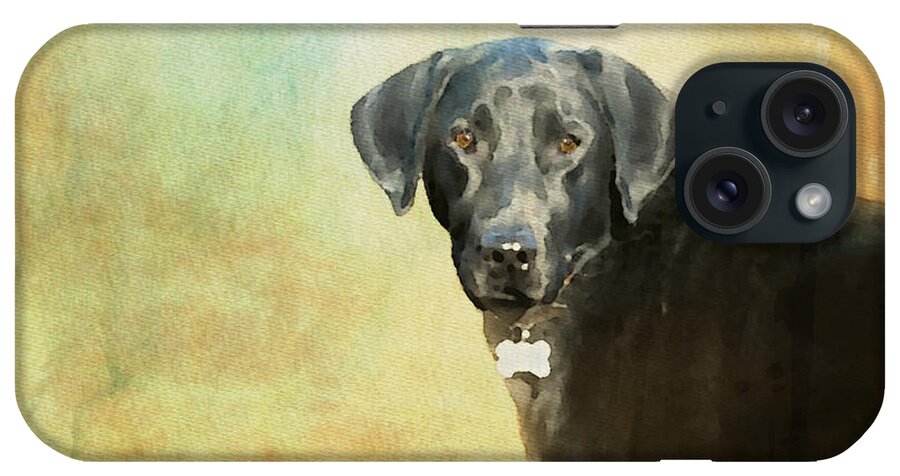 Dog iPhone Case featuring the painting Portrait of a Black Labrador Retriever by Diane Chandler