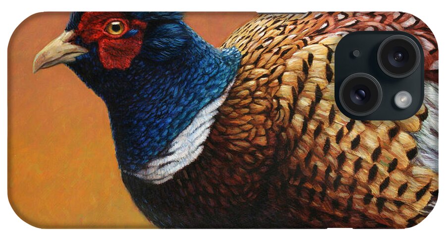 Pheasant iPhone Case featuring the painting Portrait of a Pheasant by James W Johnson