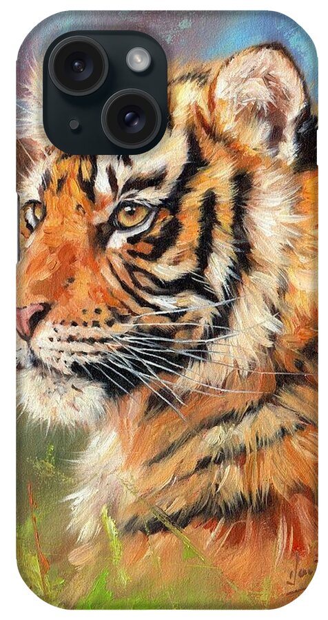 Tiger iPhone Case featuring the painting Portrait of a Young Amur Tiger by David Stribbling