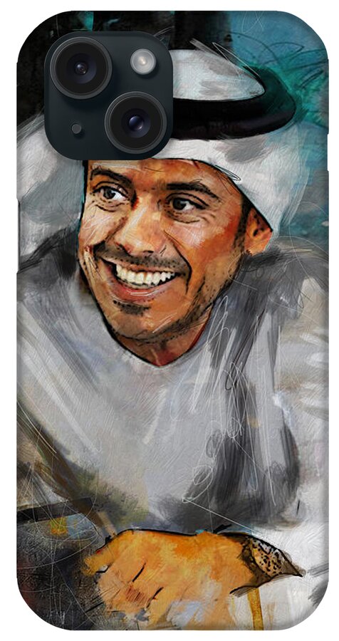 Sheikh Sultan Bin Tahnoon Al Nahyan iPhone Case featuring the painting Portrait of Sheikh Sultan bin Tahnoon Al Nahyan by Maryam Mughal