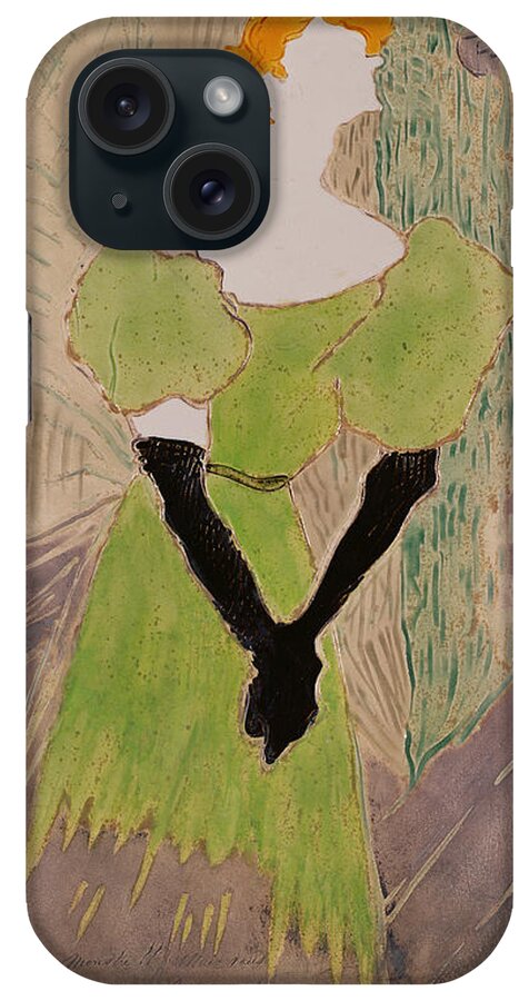 Female iPhone Case featuring the painting Portrait Of Yvette Guilbert by Henri de Toulouse-Lautrec