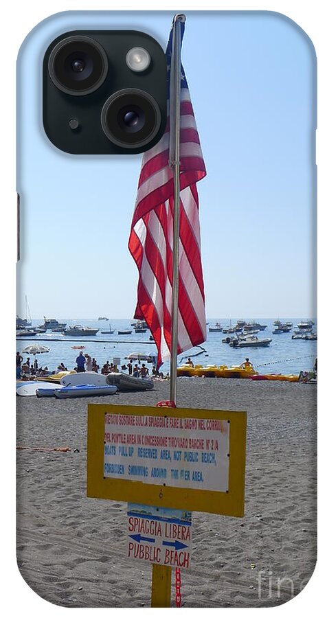  iPhone Case featuring the photograph Positano - American Flag by Nora Boghossian