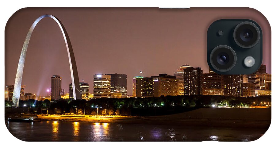 Downtown | St. Louis | Mo | Missouri | East Side | Saint Louis | Mississippi River | Pot Of Gold | Night | City | River | iPhone Case featuring the photograph Pot of Gold by David Coblitz
