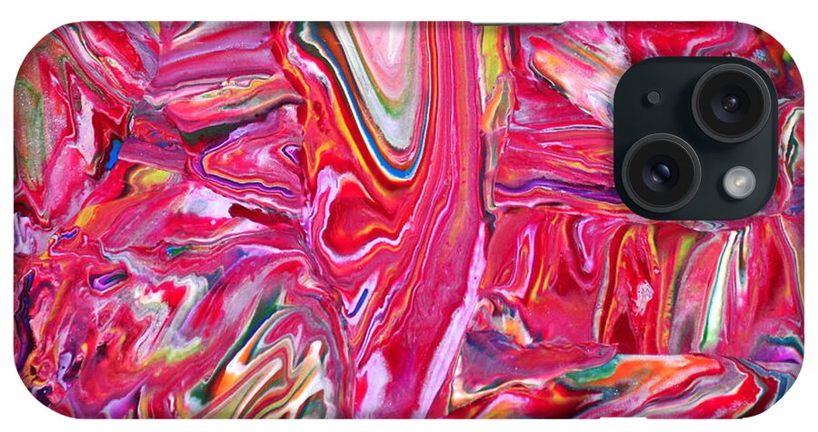 Abstract iPhone Case featuring the mixed media Pretty in Pink by Deborah Stanley