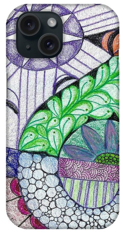 Zentangle Patterns iPhone 15 Case featuring the mixed media Prisma by Ruth Dailey