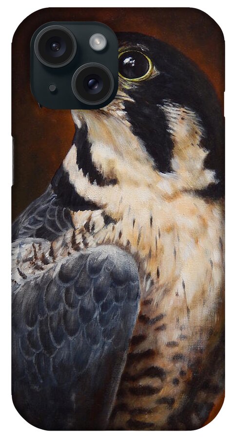 Peregrine Falcon iPhone Case featuring the painting Proud - Peregrine Falcon by Arie Van der Wijst