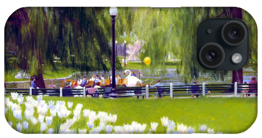 Boston Public Garden iPhone Case featuring the painting Public Garden Outing by Candace Lovely