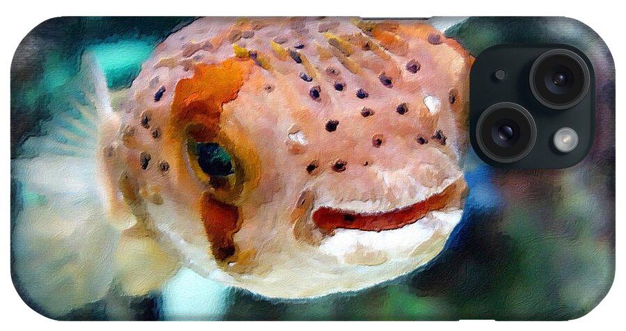 Painting iPhone Case featuring the painting Puffer Fish by Joan Reese