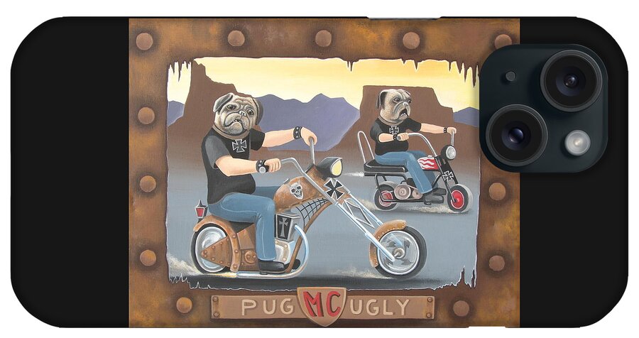 Pug iPhone Case featuring the painting Pug Ugly M.C. by Stuart Swartz