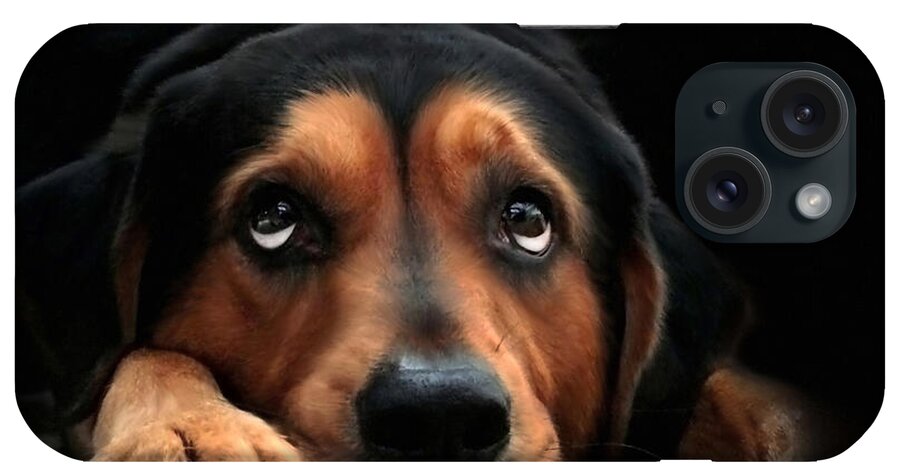 Dog iPhone Case featuring the mixed media Puppy Dog Eyes by Christina Rollo