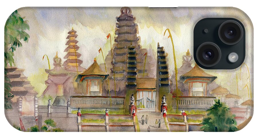 Pura Besakih iPhone Case featuring the painting Pura Besakih Bali by Melly Terpening