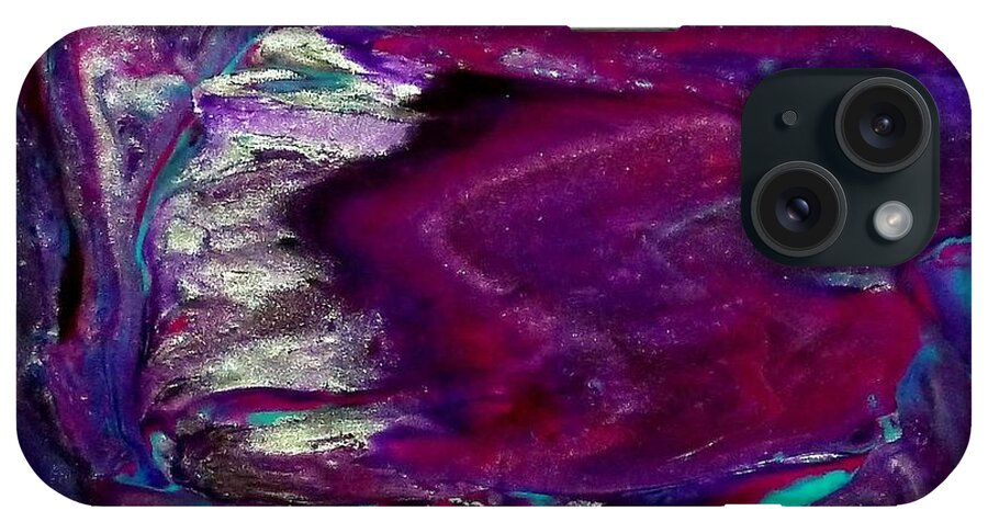 Abstract iPhone Case featuring the mixed media Purple Craze by Deborah Stanley