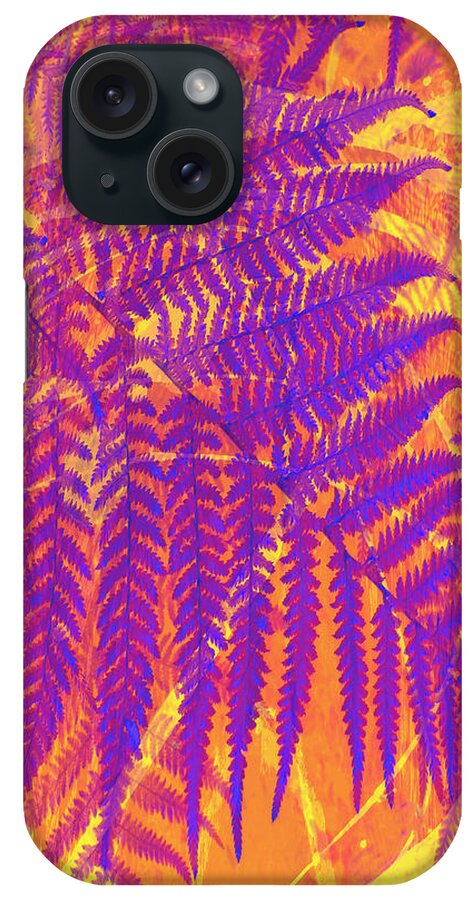 Fern iPhone Case featuring the digital art Purple Fern by Ann Powell