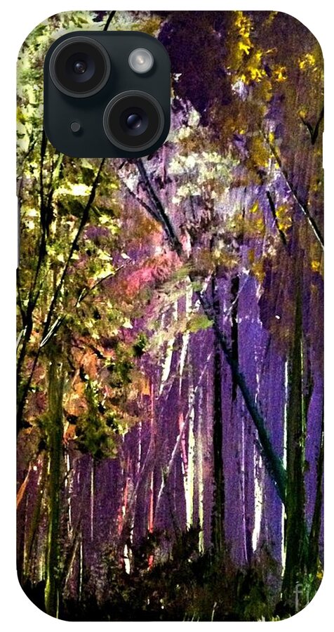 Tree Art iPhone Case featuring the painting Purple Life Original Painting by James Daugherty by James Daugherty