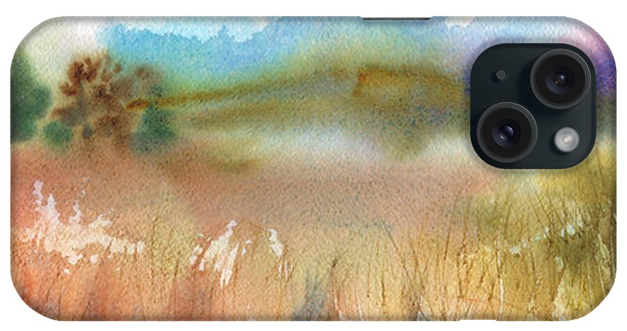 Landscape iPhone Case featuring the painting Purple Mountain by Yevgenia Watts