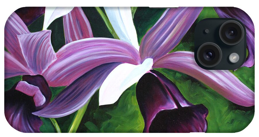 Orchid iPhone Case featuring the painting Purple Orchid by Debbie Hart