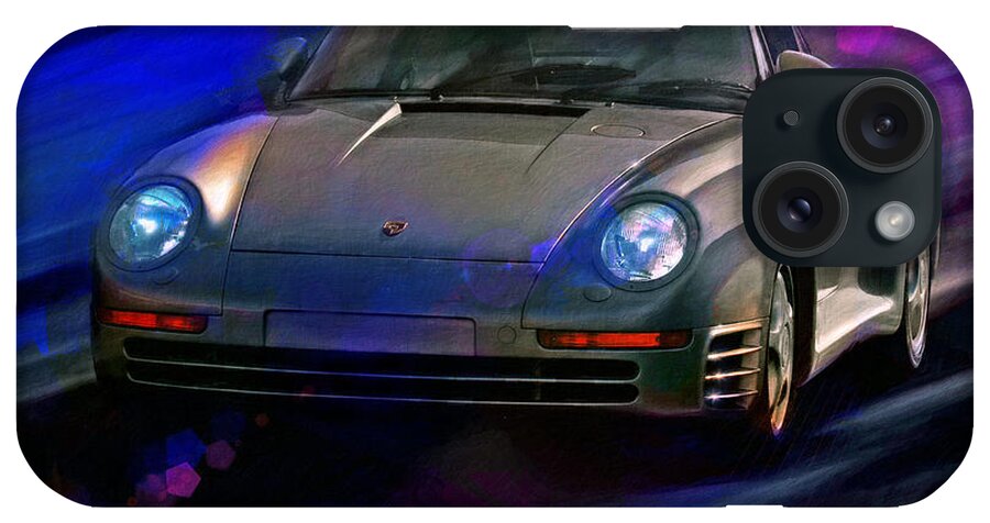 Porsche iPhone Case featuring the digital art Purple Pain by Alan Greene