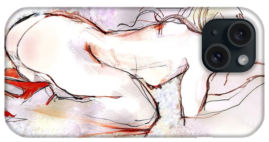 Erotic Art iPhone Case featuring the painting Pussycat by Carolyn Weltman