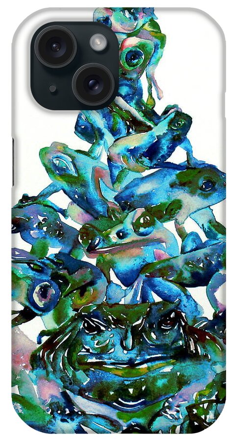 Pyramid iPhone Case featuring the painting PYRAMID of FROGS and TOADS by Fabrizio Cassetta