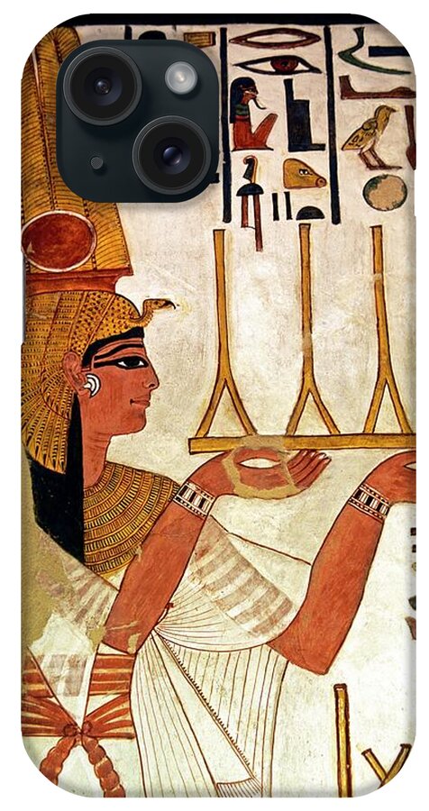 Nefertari iPhone Case featuring the photograph Queen Nefertari Offering Fabric by Patrick Landmann/science Photo Library