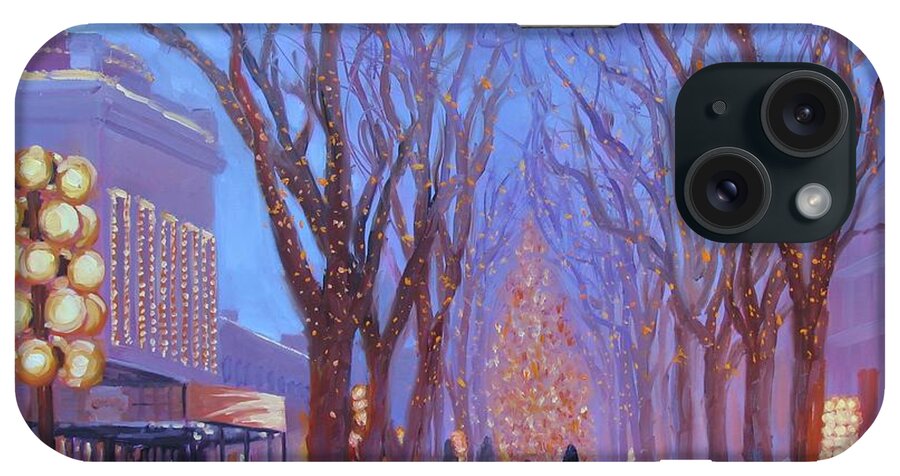 Holidays iPhone Case featuring the painting Quincy Market at Twilight by Laura Lee Zanghetti