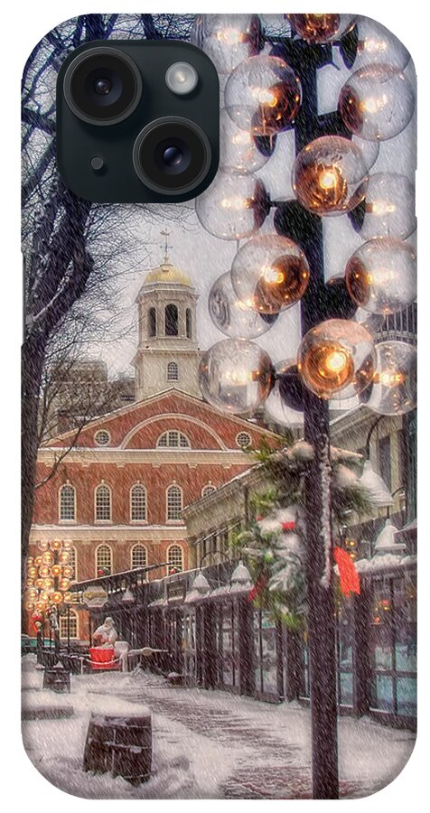 Quincy Market iPhone Case featuring the photograph Quincy Market Flurries by Joann Vitali