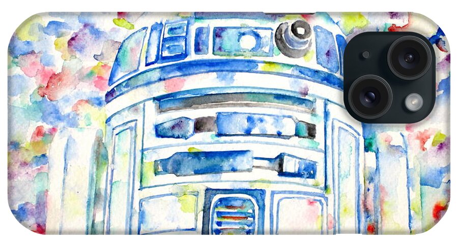 R2-d2 iPhone Case featuring the painting R2-D2 watercolor portrait.1 by Fabrizio Cassetta