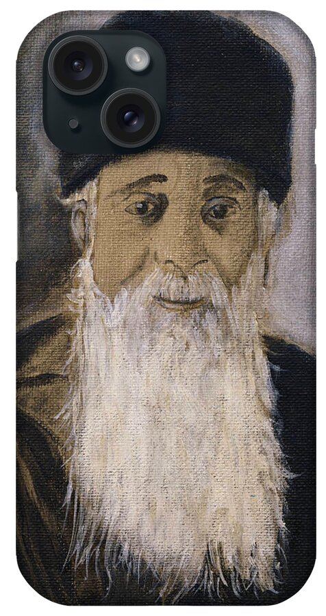 Sepia iPhone Case featuring the painting Rabbi Y'Shia by Linda Feinberg