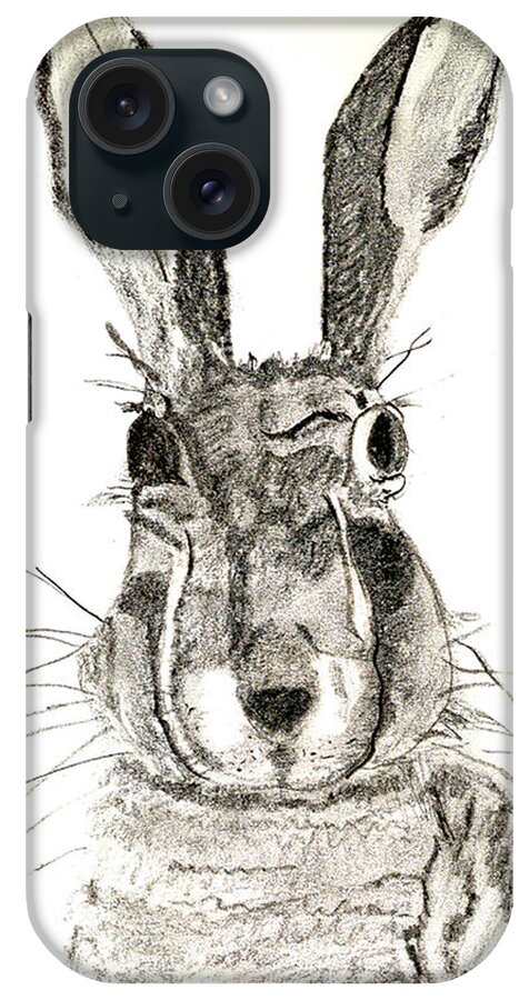 Rabbit iPhone Case featuring the drawing Rabbit by Sandy McIntire