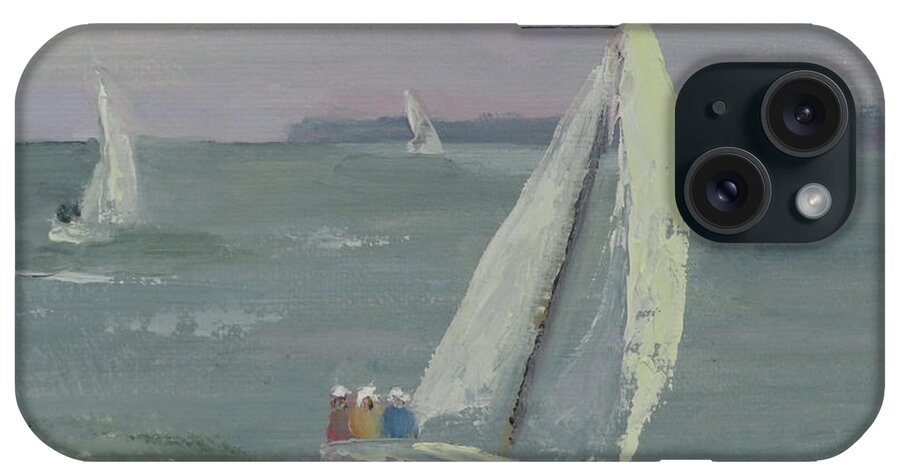 Racing Sailboats iPhone Case featuring the painting Racing Sails by Judy Fischer Walton