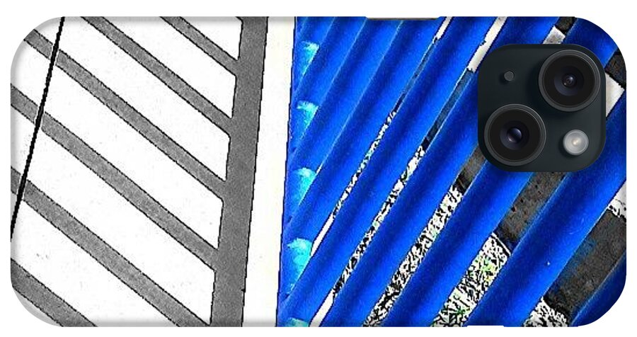 Blue iPhone Case featuring the photograph #railing, #shadowcast, #shadow by Melissa Hardecker