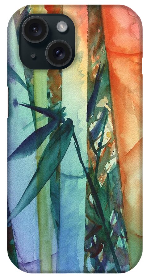 Rainbow Bamboo iPhone Case featuring the painting Rainbow Bamboo 2 by Marionette Taboniar