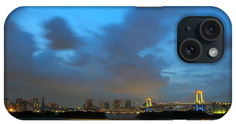 Built Structure iPhone Case featuring the photograph Rainbow Brigde And Tokyo Bay by Digipub
