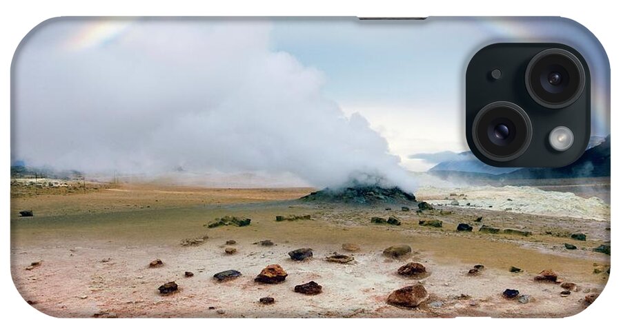 Rainbow iPhone Case featuring the photograph Rainbow Over Geothermal Vent by Steve Allen/science Photo Library