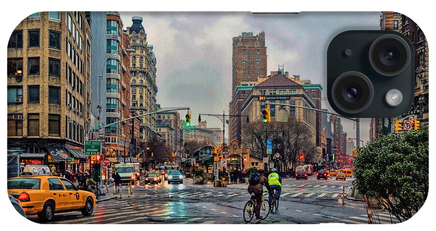 'upper West Side iPhone Case featuring the photograph X-ing Broadway by Jeffrey Friedkin