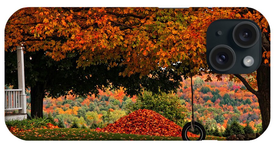 Fall iPhone Case featuring the photograph Raking's All Done... by Mike Martin