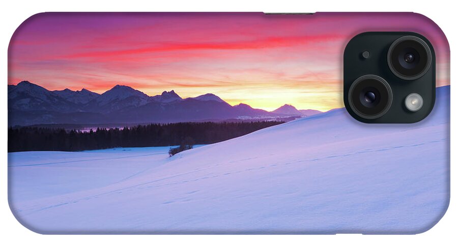 Tranquility iPhone Case featuring the photograph Ramtic Sunset In Bavaria, Germany by Ingmar Wesemann
