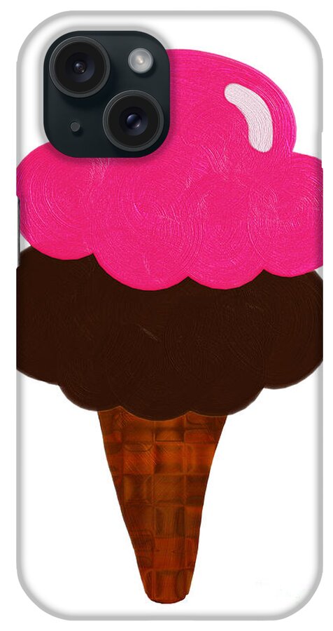Ice Cream iPhone Case featuring the digital art Raspberry And Chocolate Ice Cream Cone by Andee Design