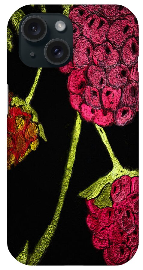 Raspberries iPhone Case featuring the painting Raspberry Fabric by Paula Ayers